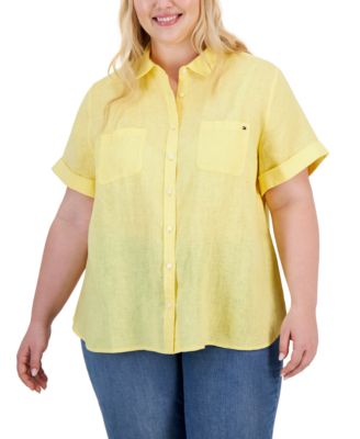 Tommy Hilfiger - Plus Size Linen Short-Sleeve Camp Shirt