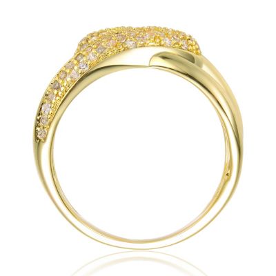 Brilliant 14K Gold Plated CZ Pave Intertwined Band Ring