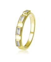 Rachel Glauber Ra 14K Gold Plated Baguette Cubic Zirconia Band Ring - Gold
