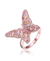 Rachel Glauber Ra 18K Rose Gold Plated Multi Color Cubic Zirconia Butterfly Ring - Pink