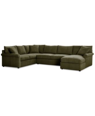 CLOSEOUT! Wrenley 138" 3-Pc. Fabric Sectional Chaise Sleeper Sofa, Created for Macy's
