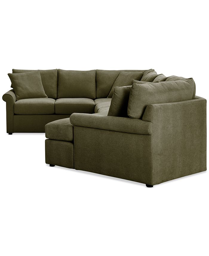 Furniture Wrenley 170" 3Pc. Fabric Sectional Cuddler Chaise Sofa
