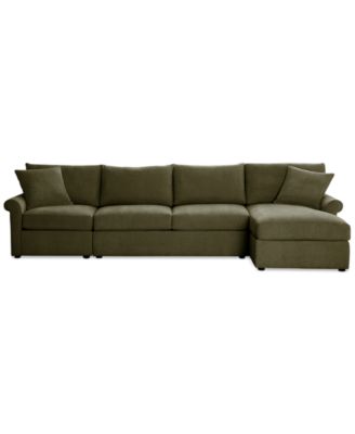 CLOSEOUT! Wrenley 134" 3-Pc. Fabric Sectional Chaise Sleeper Sofa, Created for Macy's