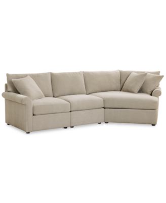 CLOSEOUT! Wrenley 131" 3-Pc. Fabric Modular Cuddler Chaise Sectional Sofa