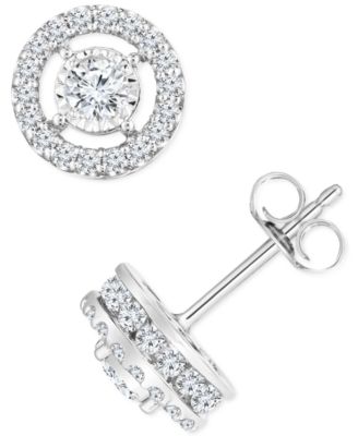 Diamond Halo Stud Earrings Collection 1 2 1 Ct. T.W. In 14k White Gold Created For Macys