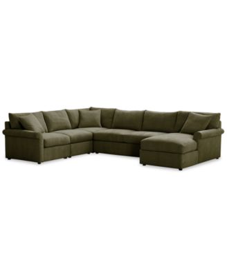 CLOSEOUT! Wrenley 138" 5-Pc. Fabric Modular Sleeper Chaise Sectional Sofa, Created for Macy's