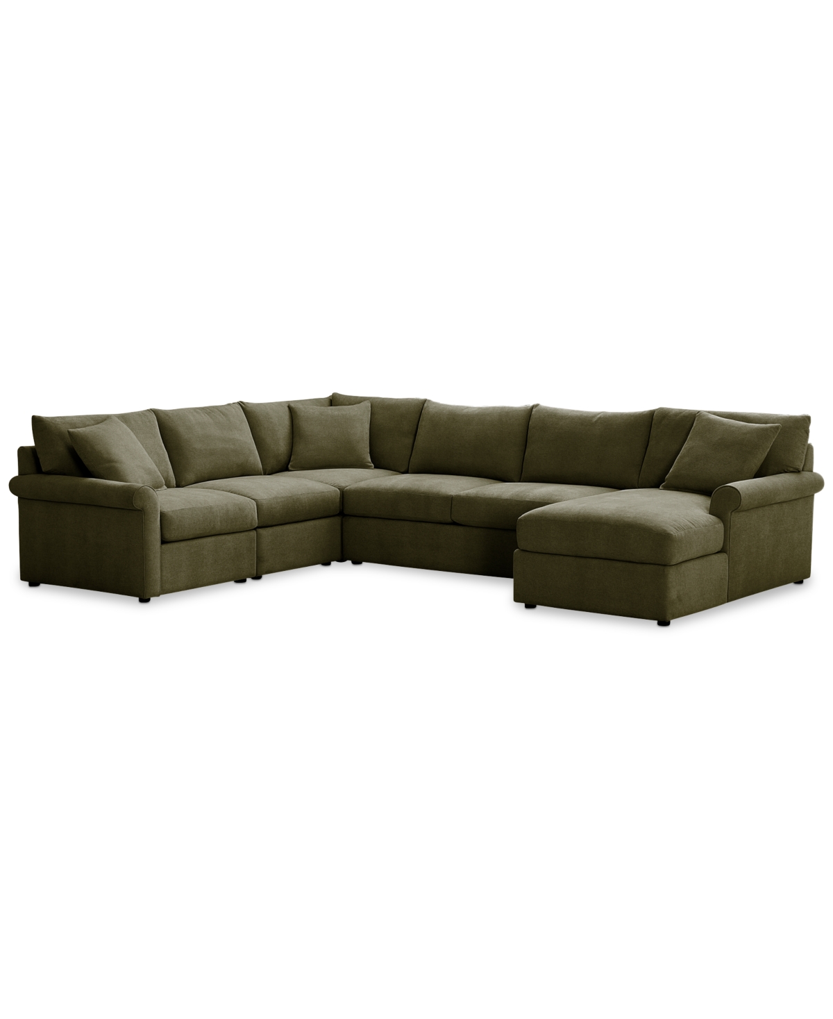 Furniture Wrenley 138" 5-pc. Fabric Modular Sleeper Chaise Sectional Sofa, Created For Macy's In Olive
