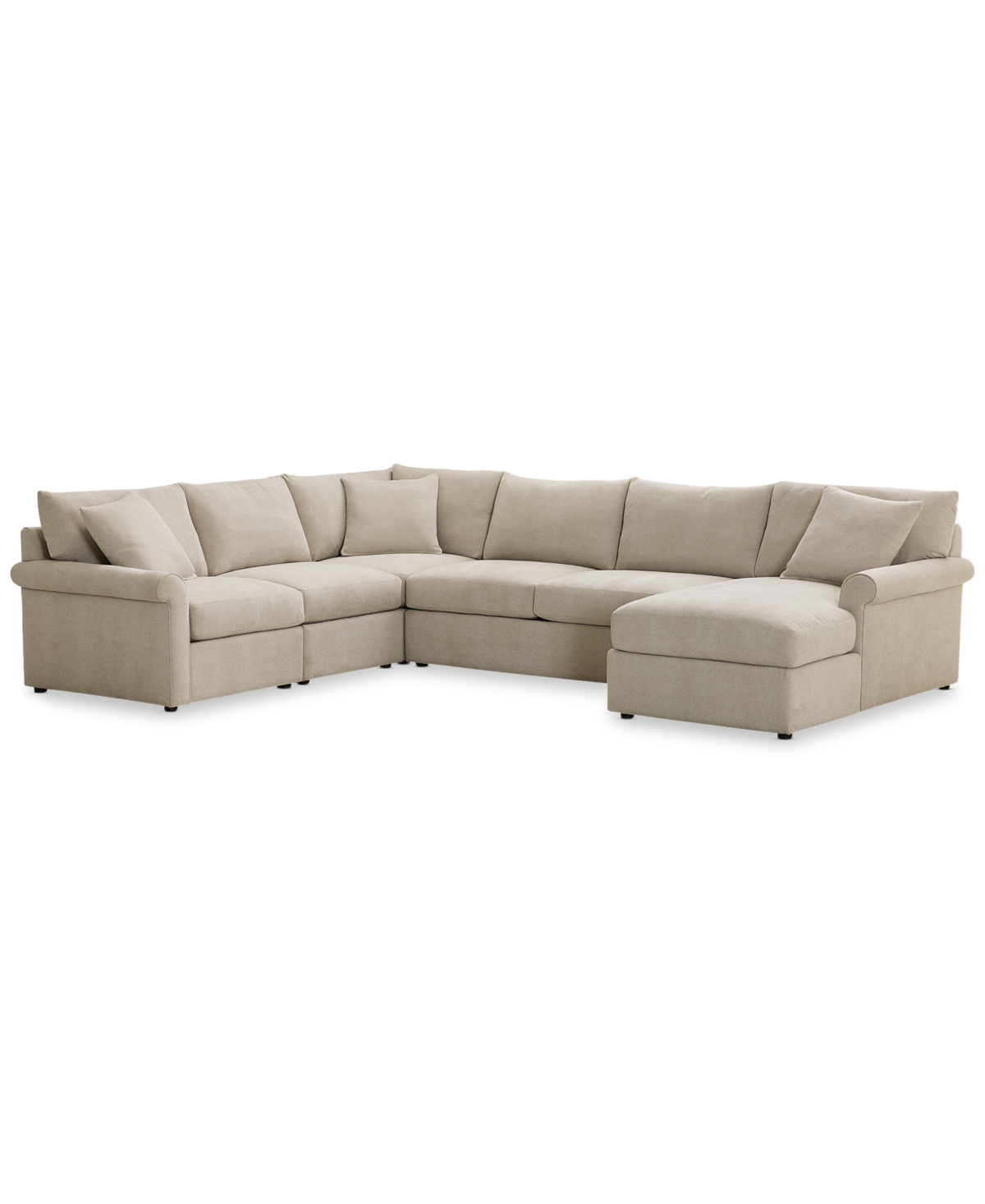 Furniture Wrenley 138" 5-pc. Fabric Modular Sleeper Chaise Sectional Sofa, Created For Macy's In Dove