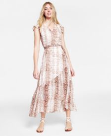 Women&apos;s Snake-Print Flutter-Sleeve Wrap Maxi Dress&comma; Created for Macy&apos;s