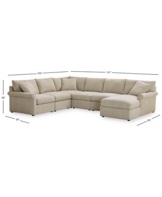 CLOSEOUT! Wrenley 131" 6-Pc. Fabric Modular Sectional Chaise Sofa, Created for Macy's