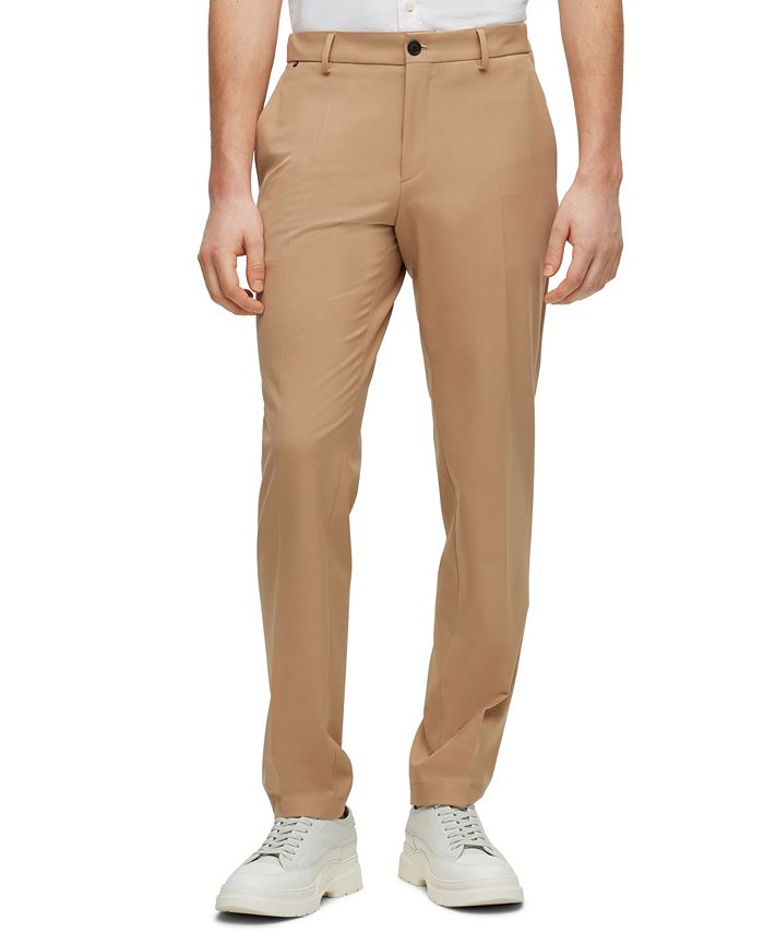 Hugo Boss Men's Slim-Fit Micro-Patterned Performance-Stretch Cloth Trousers  - Macy's