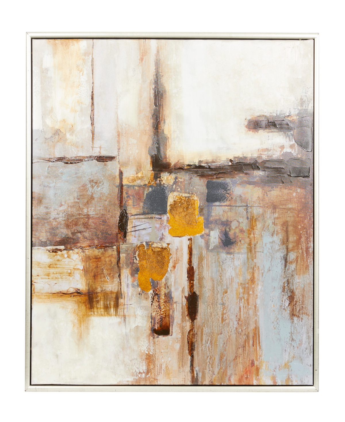 Rosemary Lane Canvas Abstract Framed Wall Art With Silver-tone Frame, 40" X 1" X 40" In Brown
