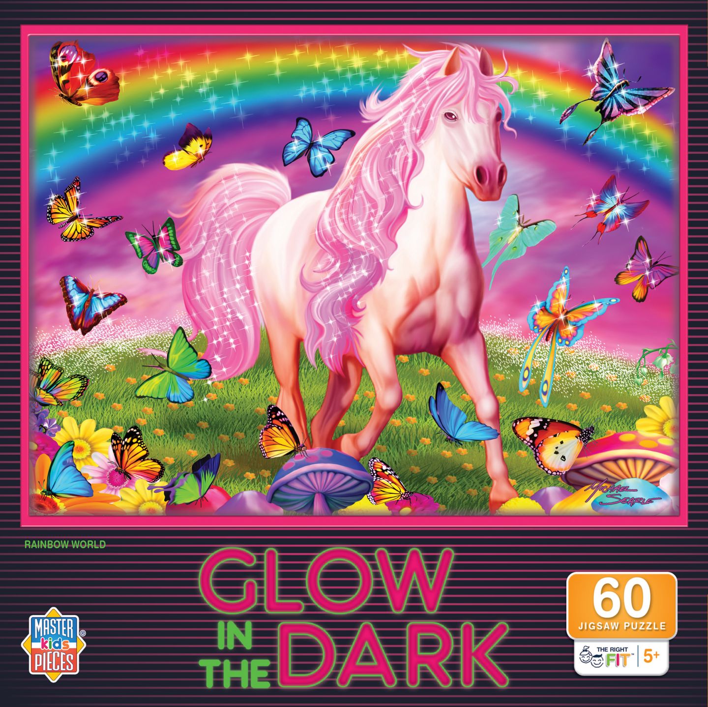 Детский пазл MasterPieces Puzzles Glow in the Dark Rainbow World 60 Piece Puzzle, Ages 5+, цвет: Разноцветный — фото 1