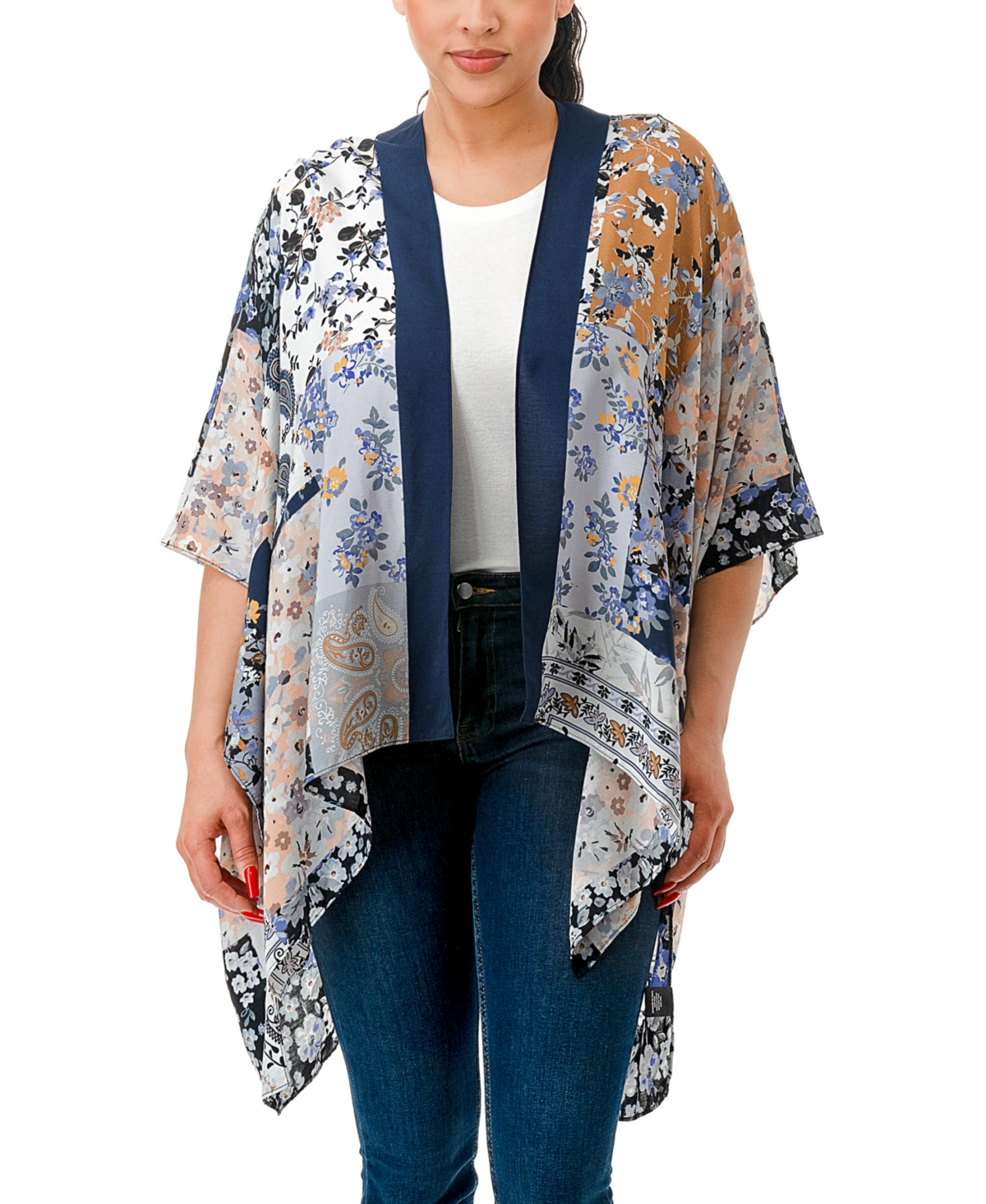 Marcus Adler Floral Patch Work Kimono In Blue