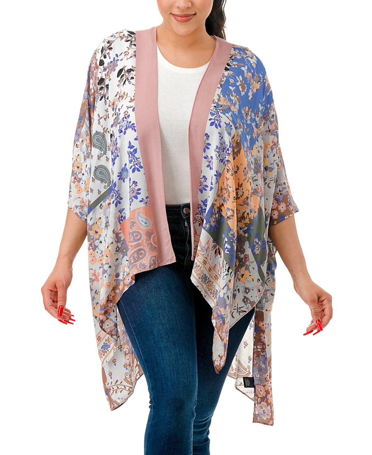 Marcus Adler Floral Patch Work Kimono In Pink