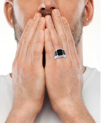 EFFY&reg; Men's Onyx & Black Spinel Statement Ring in Sterling Silver