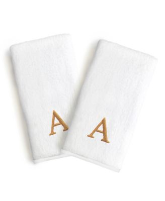 Linum Home Textiles Monogrammed Luxury 100 Turkish Cotton Novelty 2 Piece Hand Towels Collection Bedding