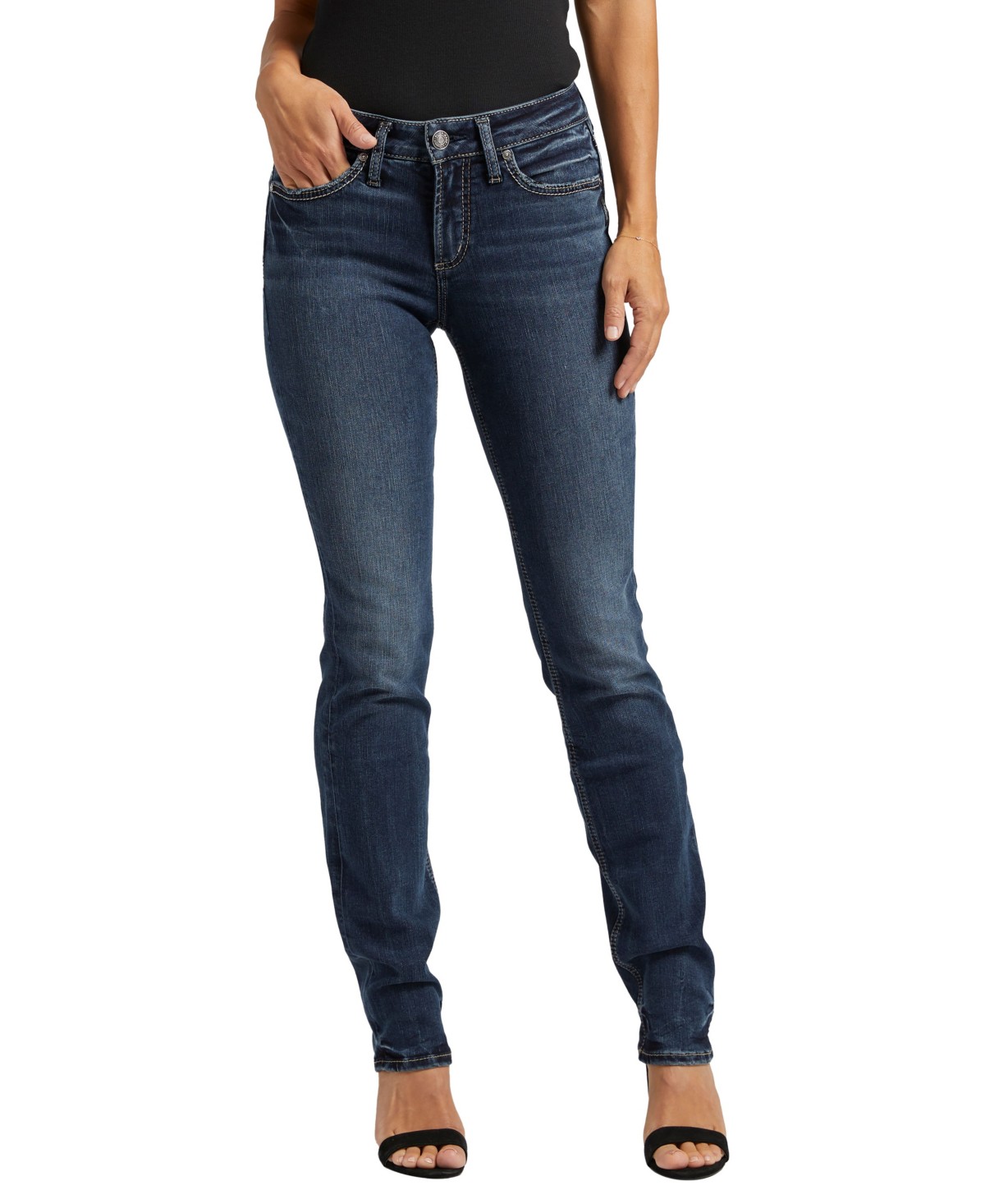 Женские джинсы Silver Jeans Co. Suki Curvy Mid Rise Straight-Leg Jeans — фото 1