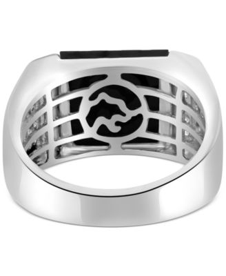 EFFY&reg; Men's Onyx & Diamond (5/8 ct. t.w.) Ring in 14k White Gold