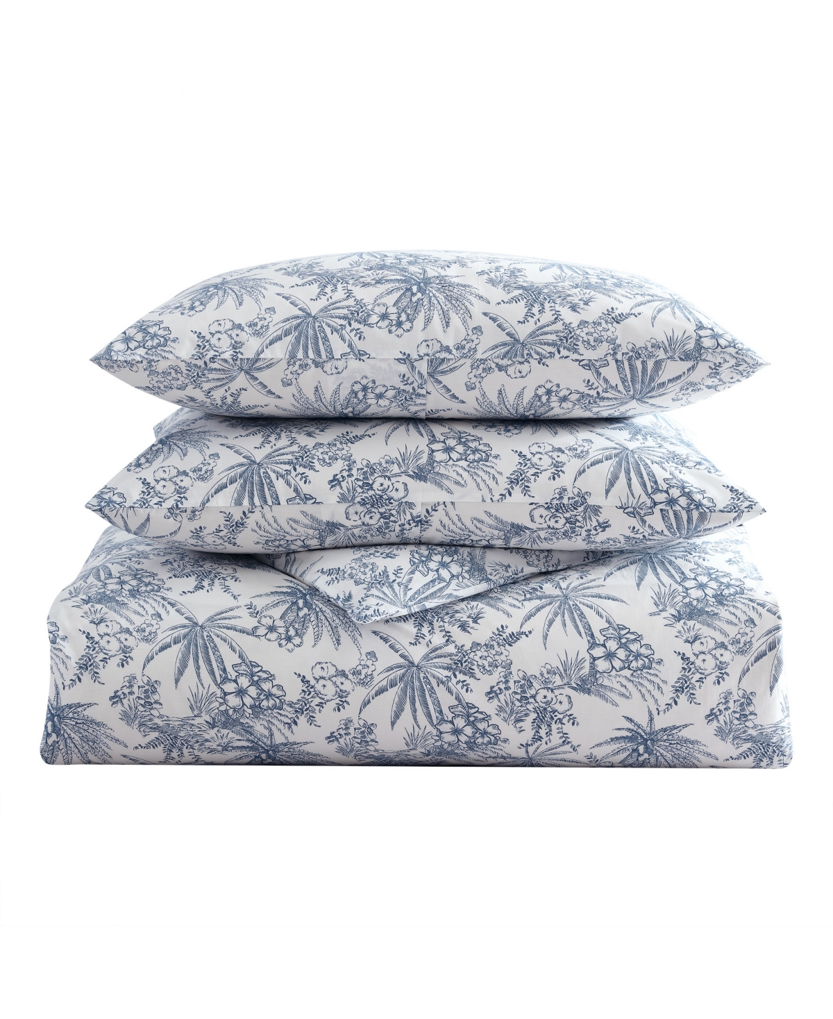 Tommy Bahama Home Pen And Ink Cotton 3 Piece Duvet Cover Set, King In Indigo