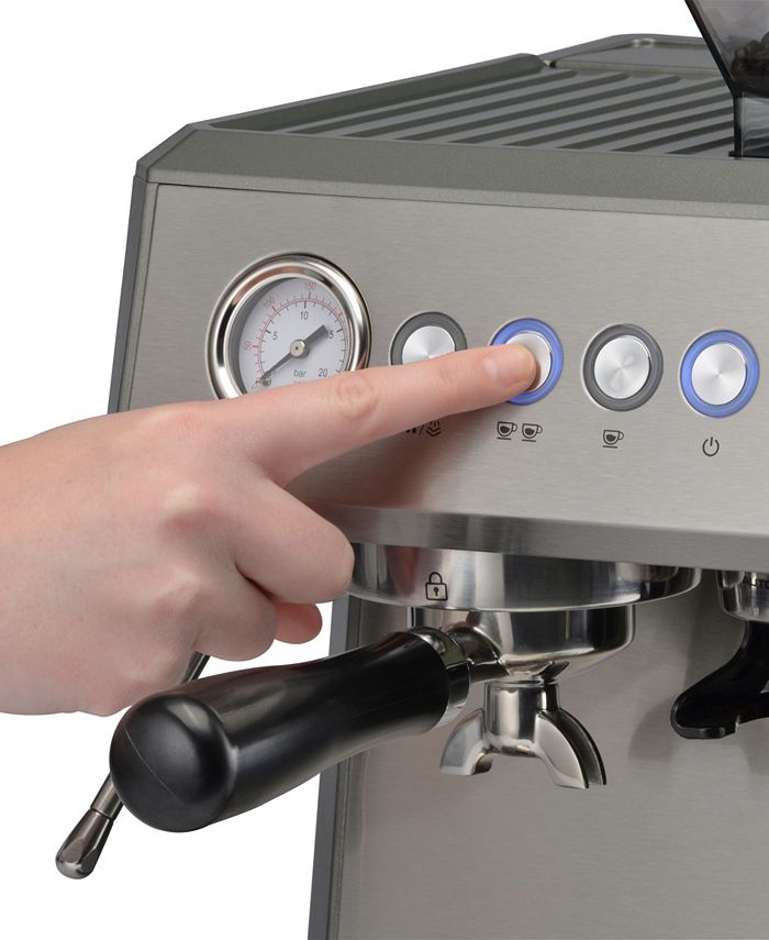 TRU 15Bar SemiAutomatic AllInOne Espresso Maker with Grinder and