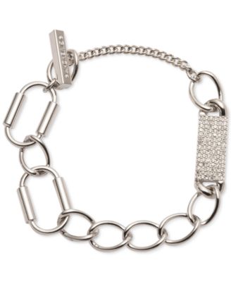 Givenchy - Silver-Tone Pav&eacute; Tag Link Bracelet