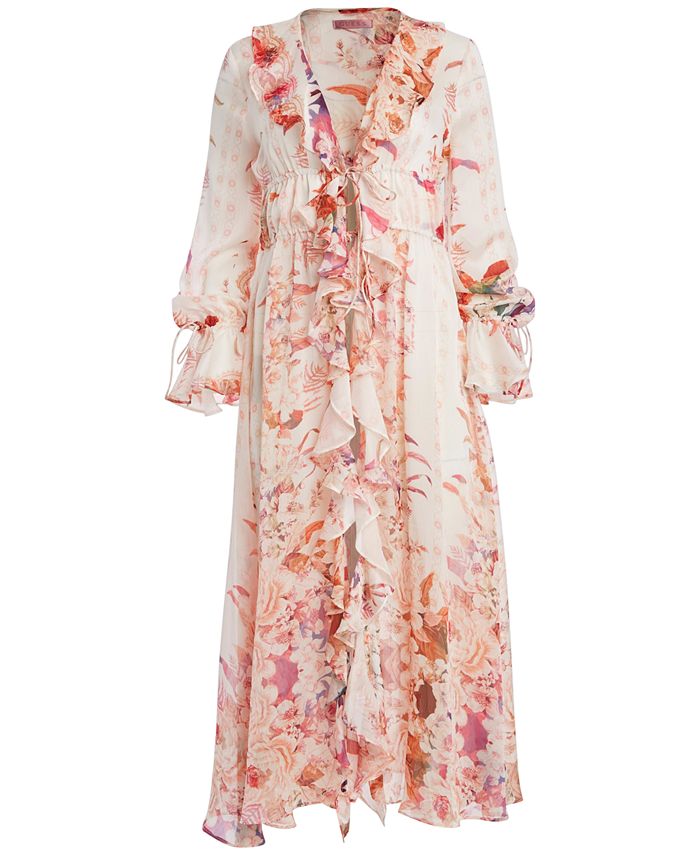 GUESS Women's Vanessa LongSleeve Sheer Duster Top Macy's