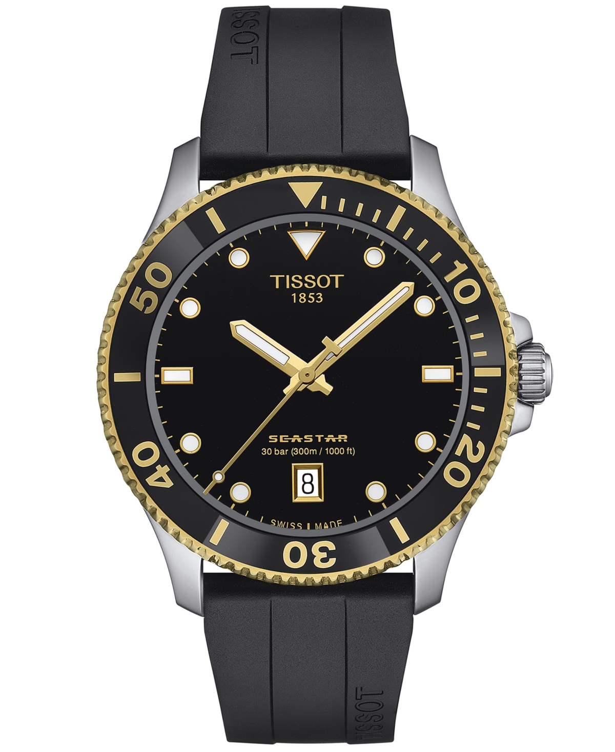 Shop Tissot Men's Swiss Seastar 1000 Black Rubber Strap Watch 40mm In No Color