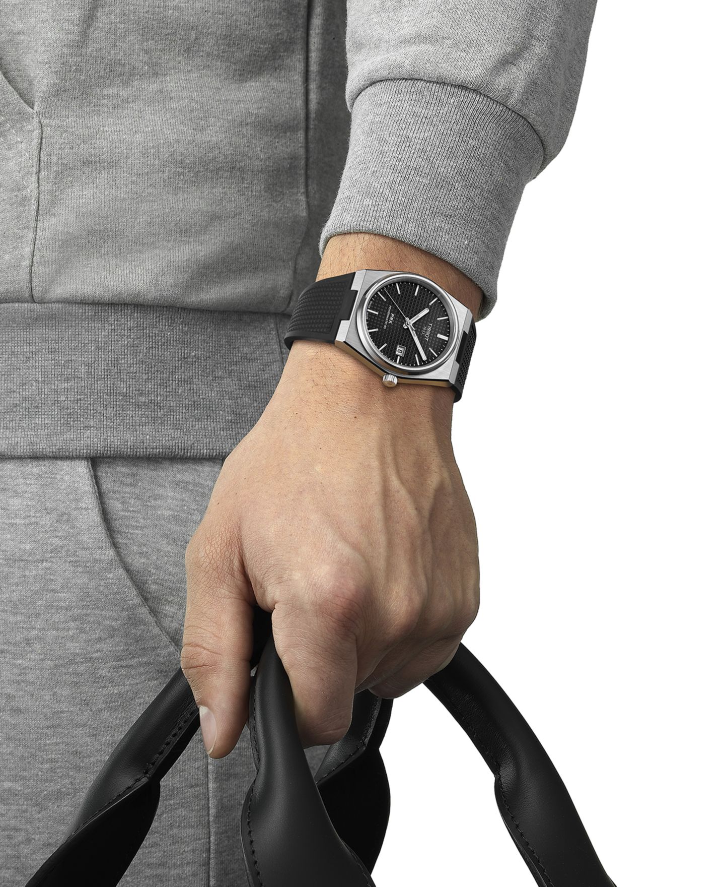 Мужские часы Tissot Swiss Automatic PRX Black Rubber Strap Watch 40mm — фото 5