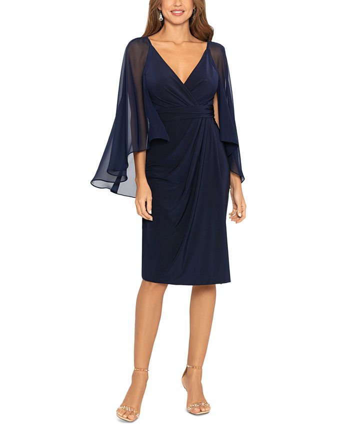 Betsy Adam Women s Ruched Cape Sheath Dress Macy s