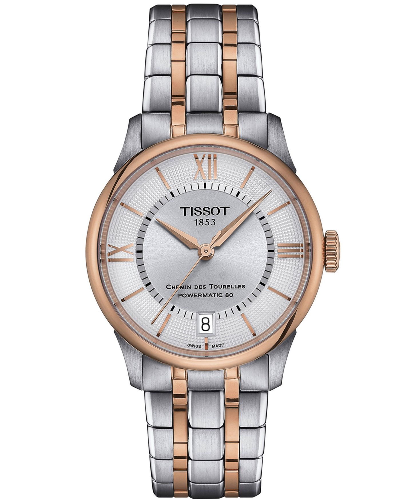 Женские часы Tissot Swiss Automatic Chemin des Tourelles Powermatic 80 Two-Tone Stainless Steel Bracelet Watch 34mm — фото 1