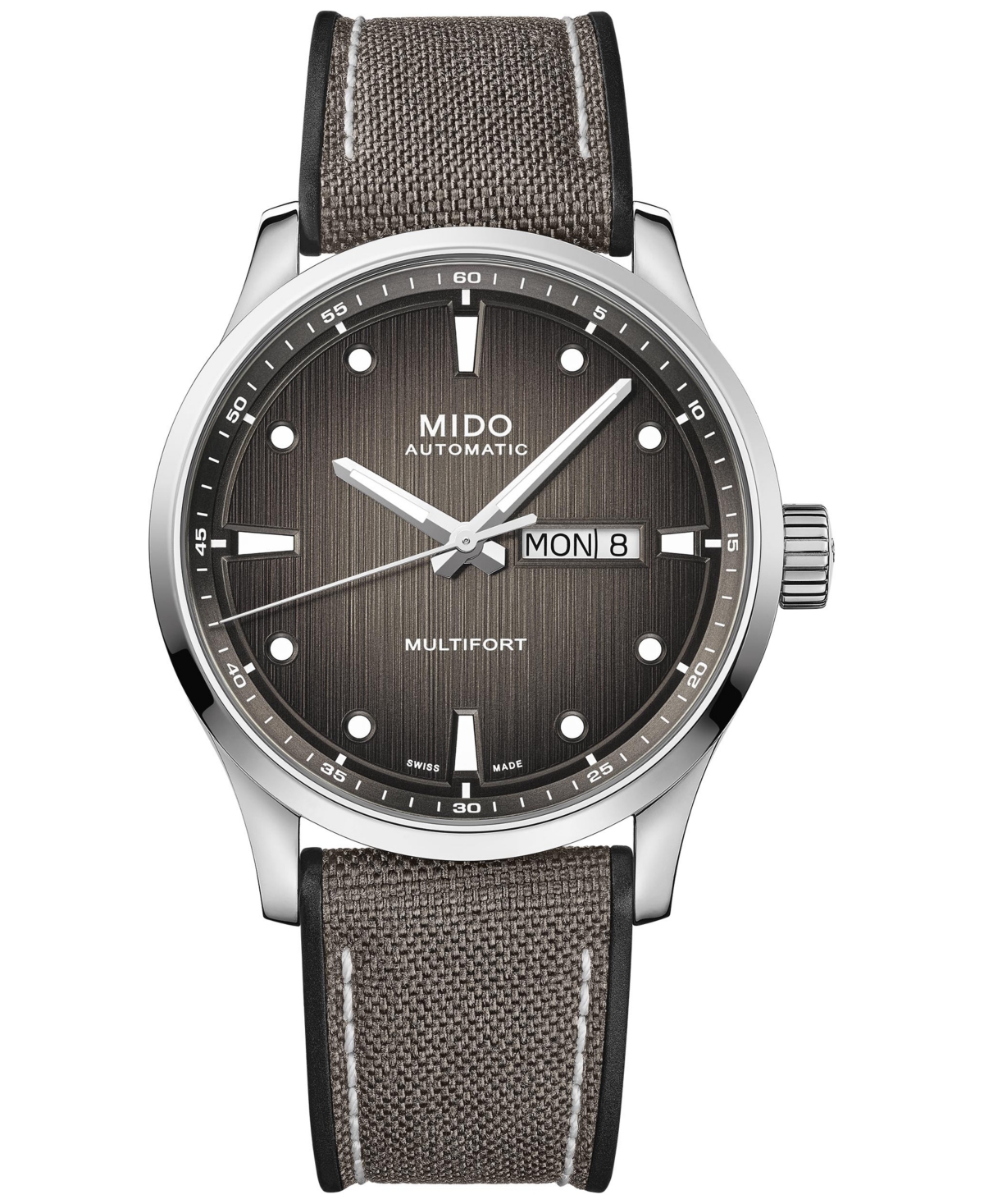 Mido Men's Swiss Automatic Multifort Gray Textile Strap Watch 42mm In Grey