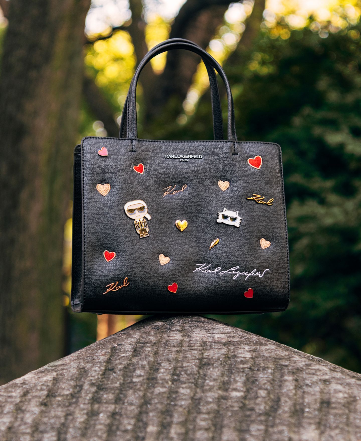 Женская сумка KARL LAGERFELD PARIS Maybelle Satchel with Cate Pins, цвет: Разноцветный / Чёрный — фото 5
