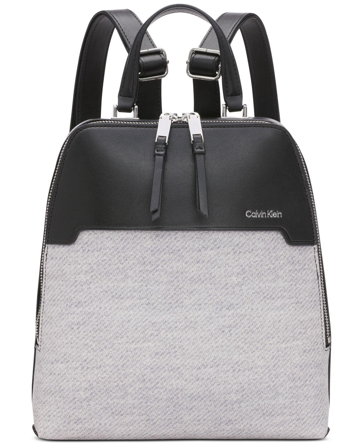 Calvin Klein Jasper Faux Leather Double Top Handle Bag in Black