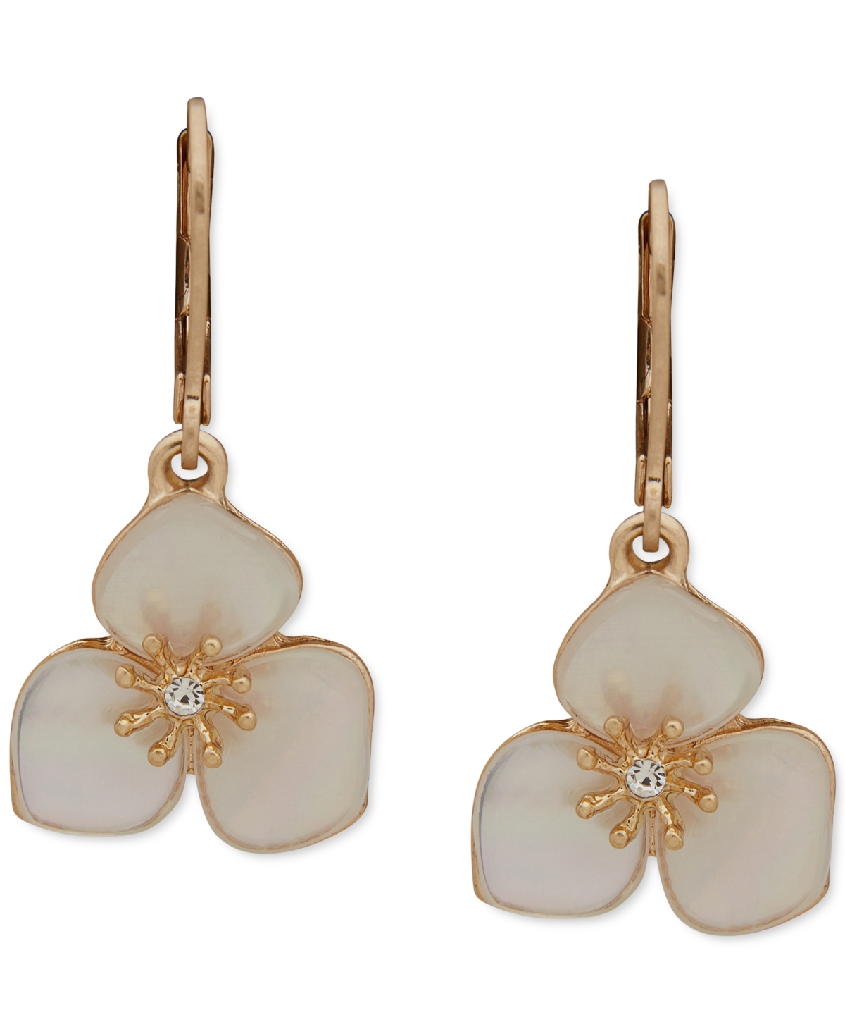 Lonna & Lilly Gold-tone Crystal Iridescent Flower Drop Earrings In White