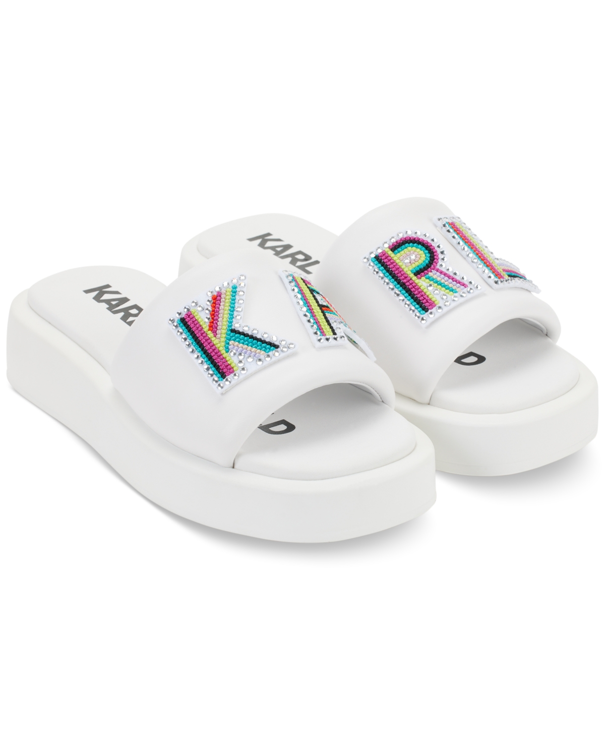 Shop Karl Lagerfeld Women's Opal Slip-on Platform Slide Sandals In Bright White