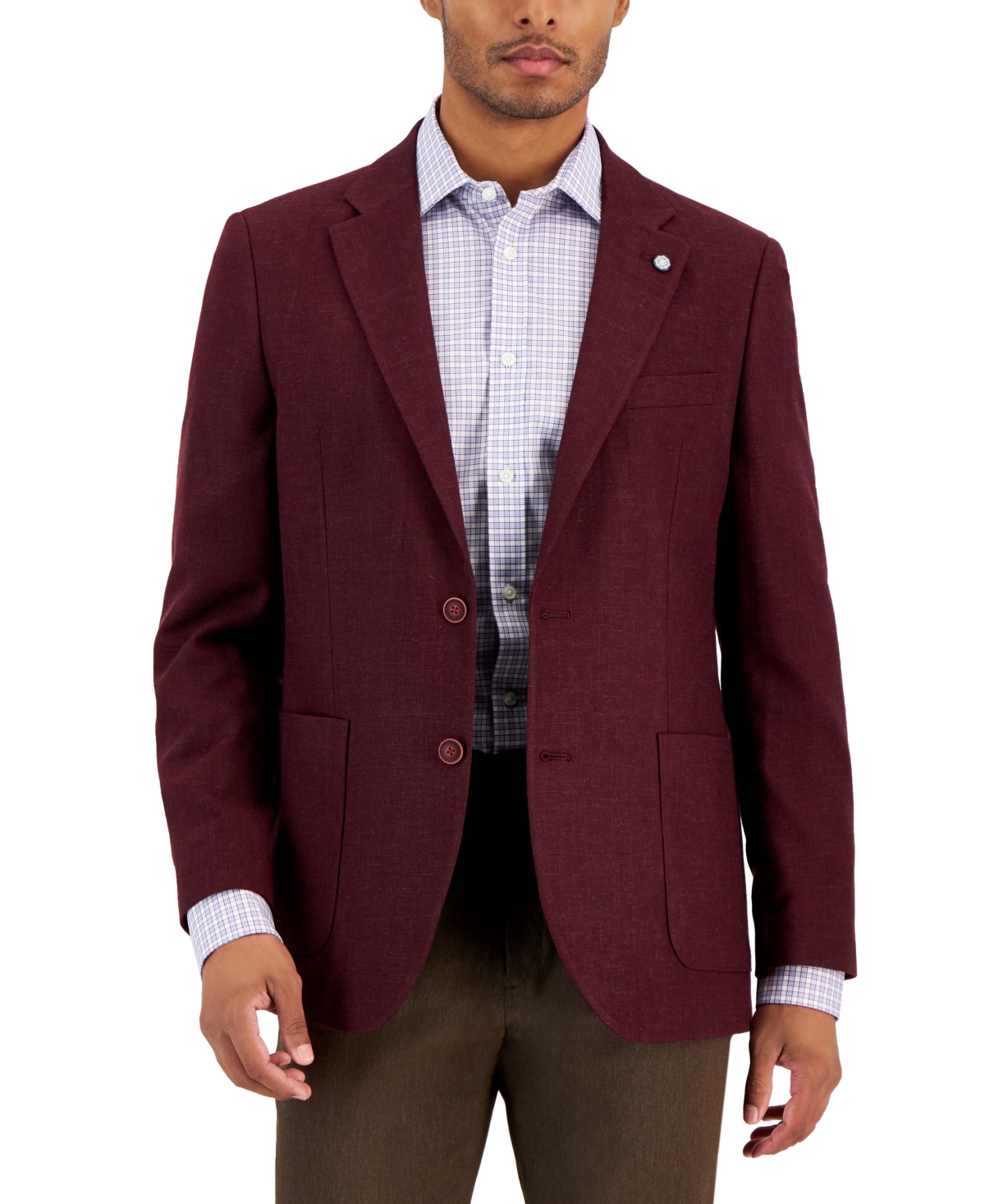 Nautica Men's Modern-fit Active Stretch Woven Solid Sport Coat In Burgundy