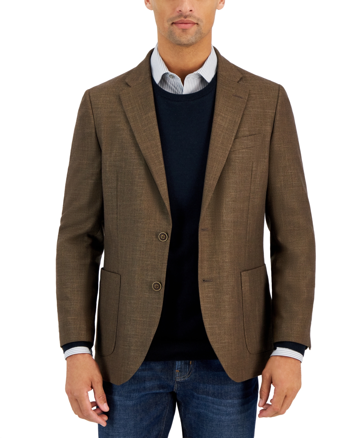 Shop Nautica Men's Modern-fit Active Stretch Woven Solid Sport Coat In Brown