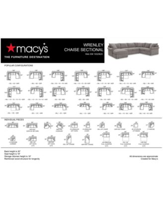 CLOSEOUT! Wrenley 138" 3-Pc. Fabric Sectional Chaise Sleeper Sofa, Created for Macy's