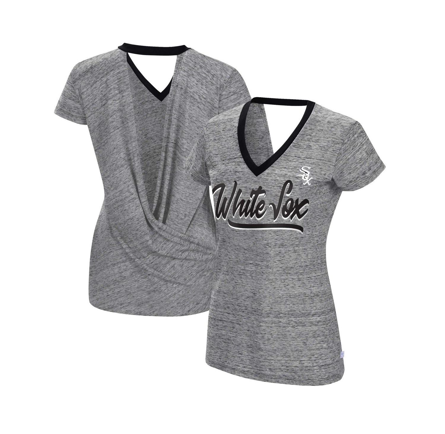 Women's Black Chicago White Sox Halftime Back Wrap Top V-Neck T-shirt