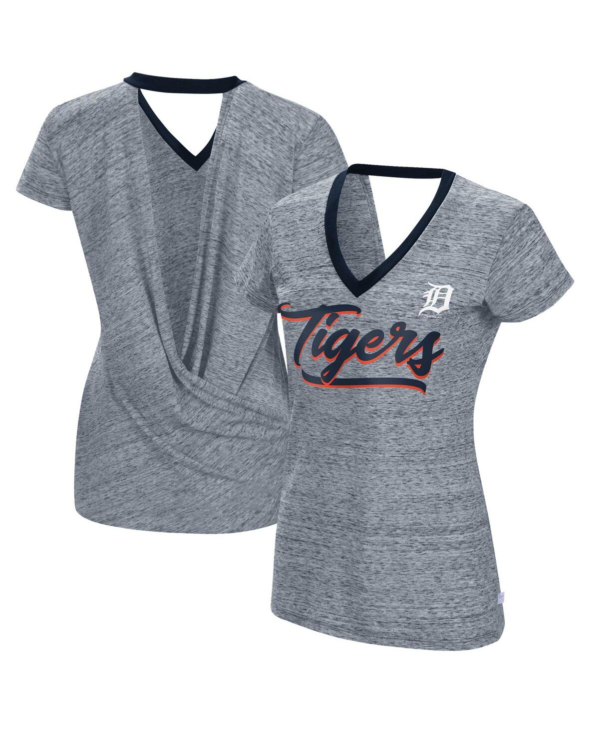 Touché Women's Touch Navy Detroit Tigers Halftime Back Wrap Top V-neck T-shirt