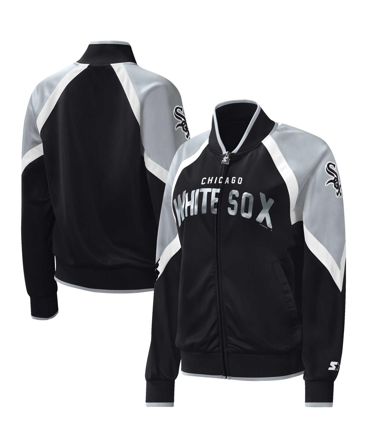Shop Starter Women's  Black Chicago White Sox Touchdown Raglan Full-zip Track Jacket