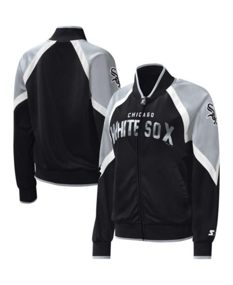 Женские куртки Starter Women's Black Chicago White Sox Touchdown Raglan Full-Zip Track Jacket