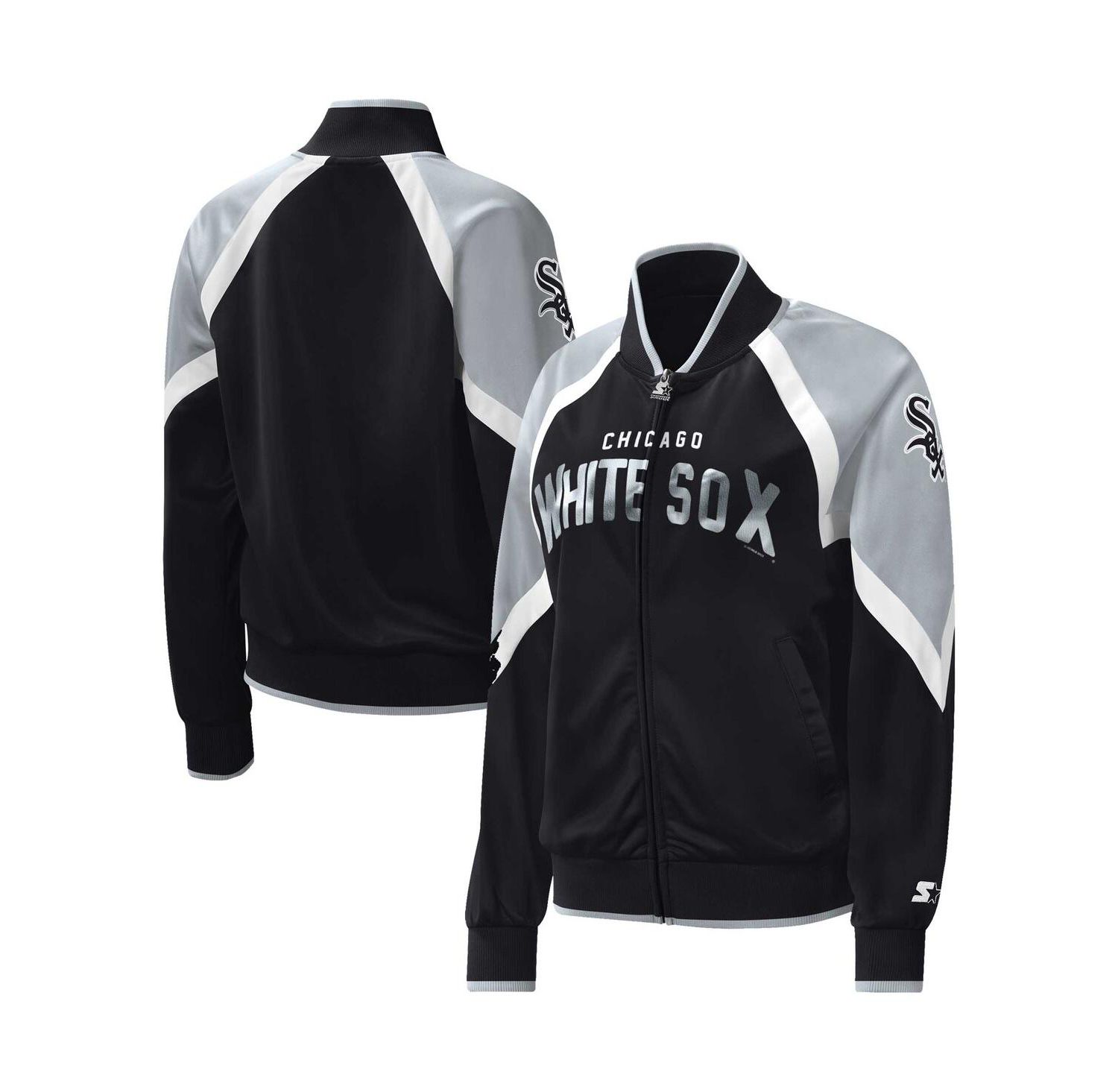 Women's Black Chicago White Sox Touchdown Raglan Full-Zip Track Jacket