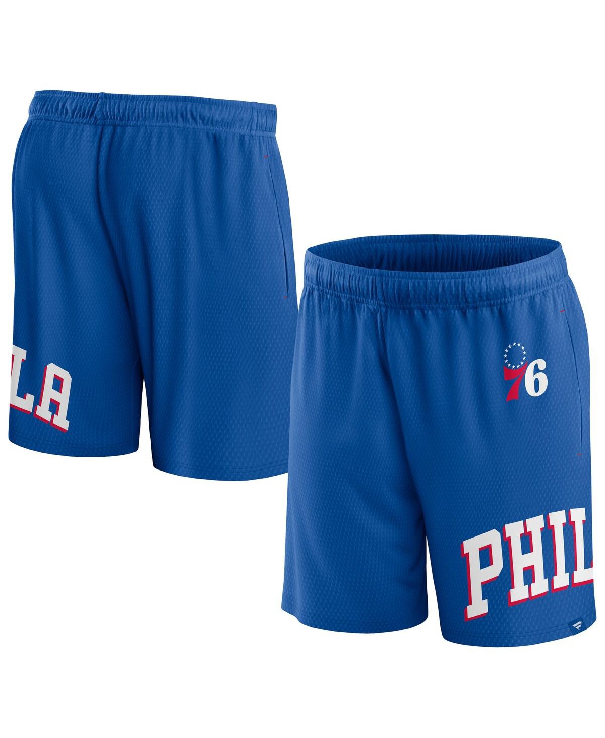 Shop Fanatics Men's  Royal Philadelphia 76ers Free Throw Mesh Shorts