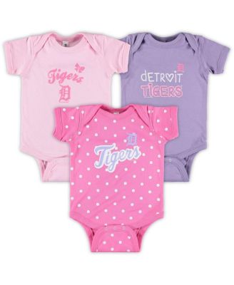 Girls Infant Pink, Purple Detroit Tigers 3-Pack Rookie Bodysuit Set