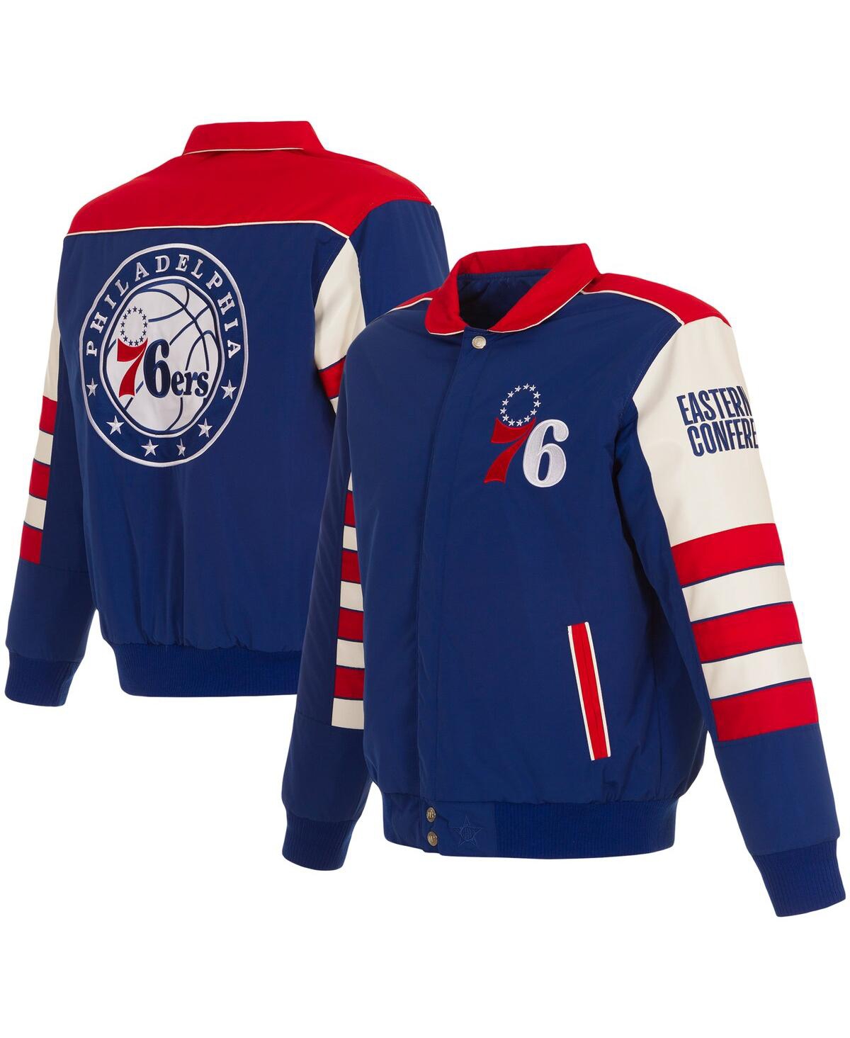 Men's Jh Design Royal Philadelphia 76ers Stripe Colorblock Nylon Reversible Full-Snap Jacket - Royal
