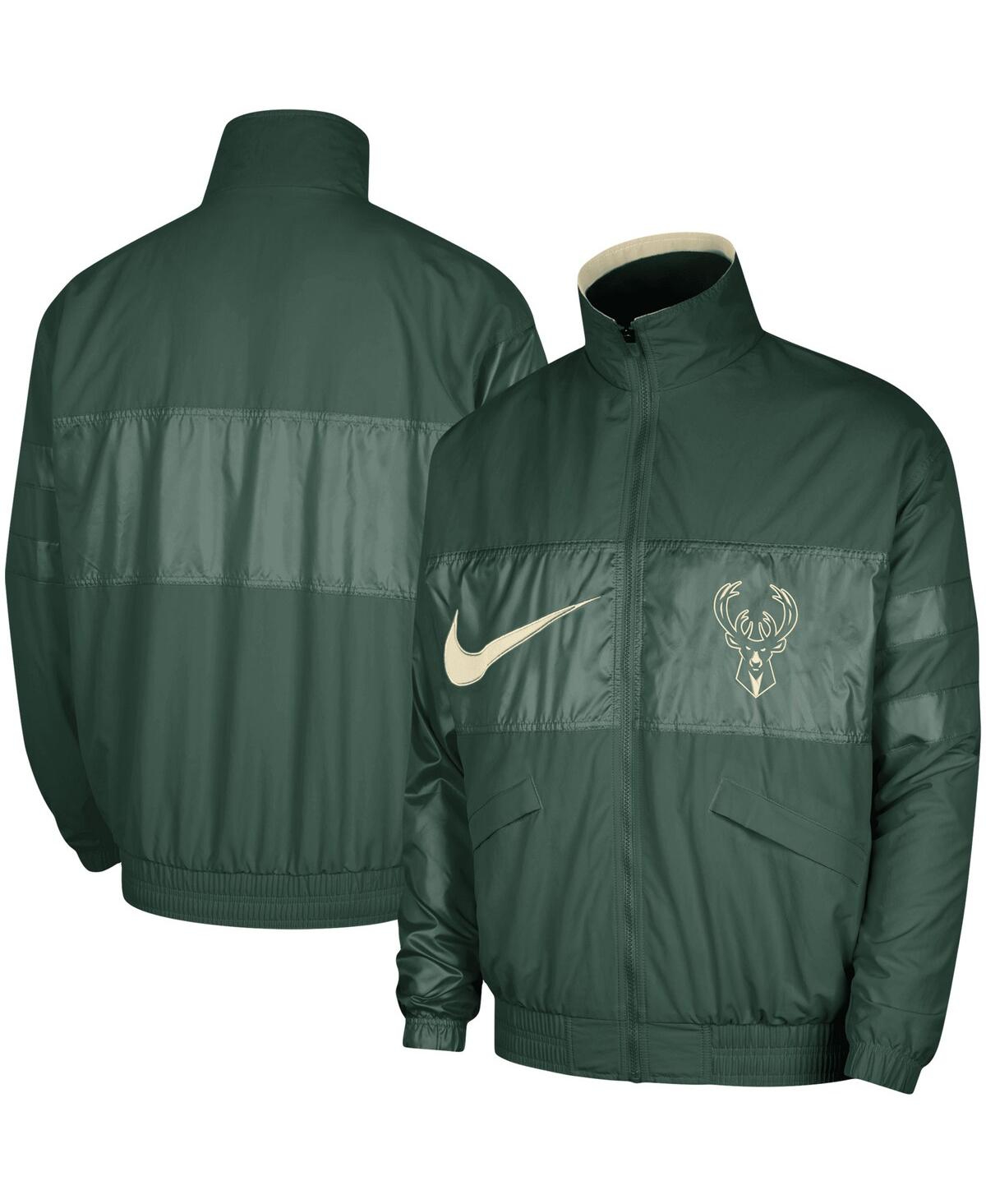Shop Nike Men's  Hunter Green Milwaukee Bucks Courtside Versus Capsule Full-zip Jacket