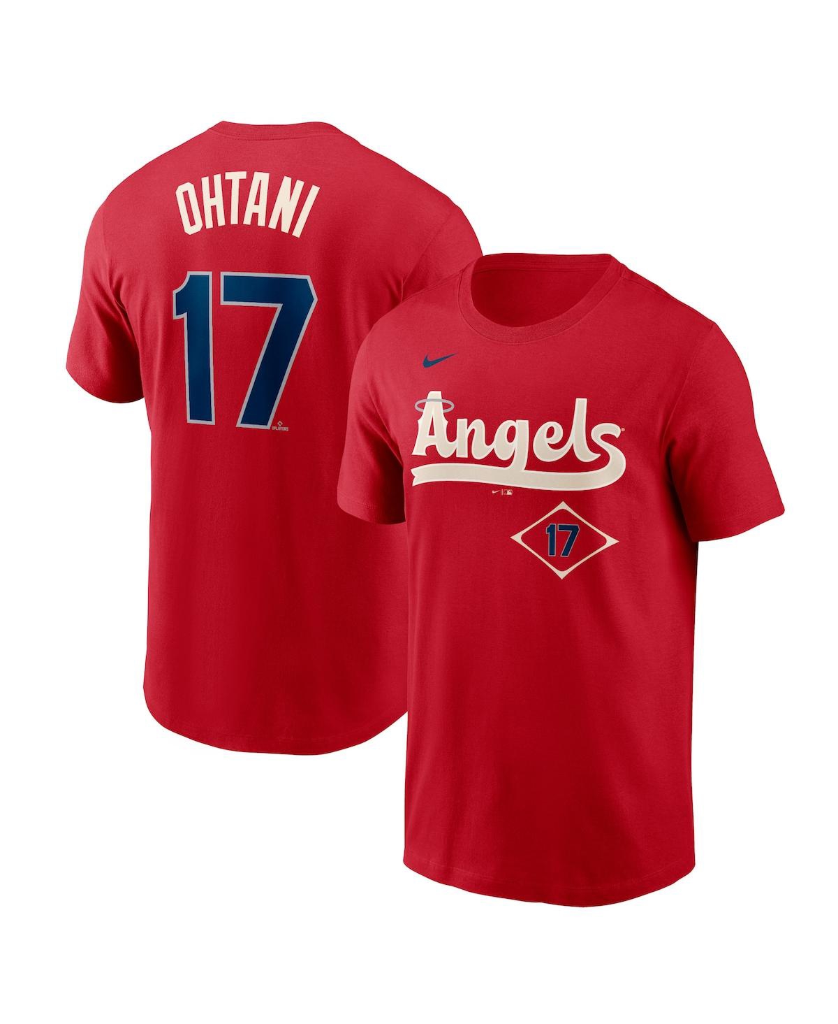 Shop Nike Men's  Shohei Ohtani Red Los Angeles Angels City Connect Name And Number T-shirt