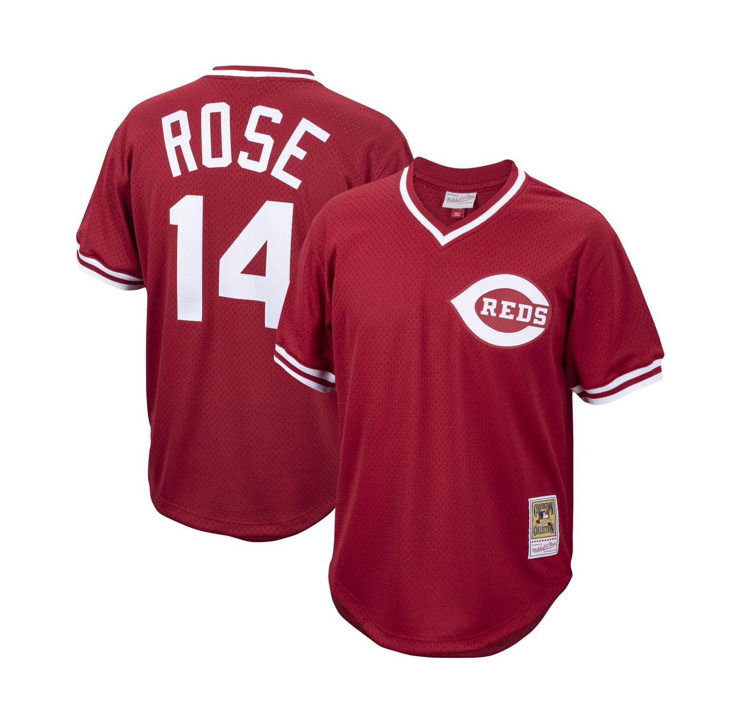 Men's Pete Rose Red Cincinnati Reds Cooperstown Collection Mesh Batting Practice Jersey
